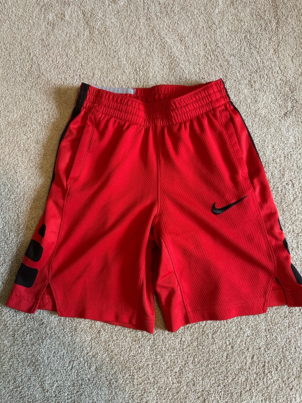 Nike Red Boys' Athletic Shorts with Black Swoosh